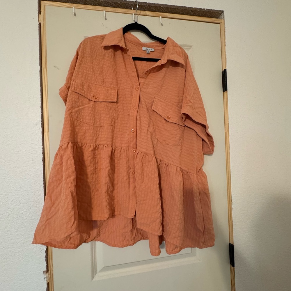 Orange button down